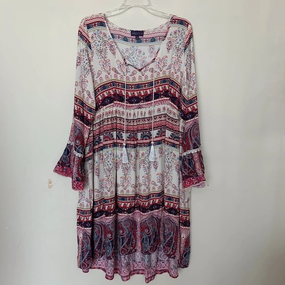 Artesia Boho Paisley 3/4 Sleeve Dress size S